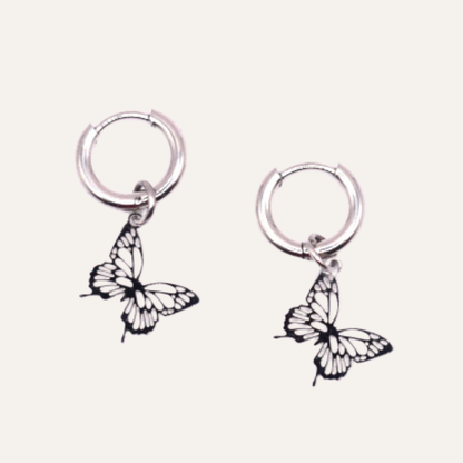Stalen Vlinder Oorbellen Oorringen Zilver