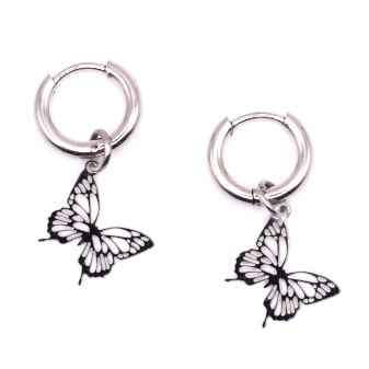 Stalen Vlinder Oorbellen Oorringen Zilver - Idhuna Jewels