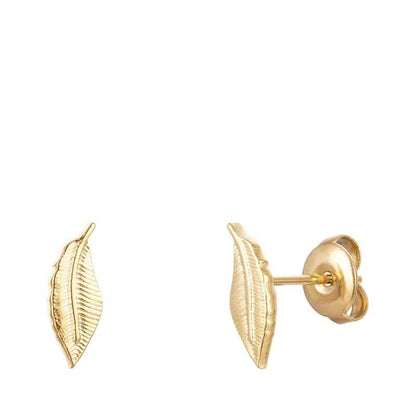 Stalen Yehwang dames oorbellen veertje goud - Idhuna Jewels