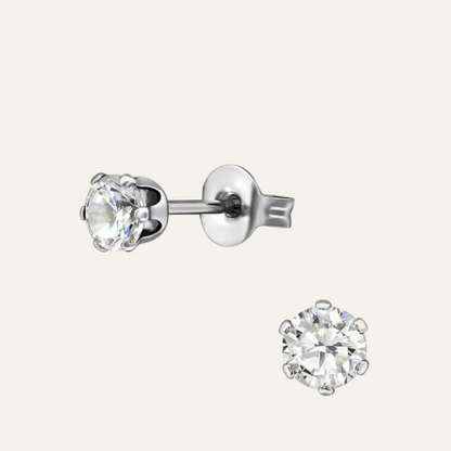 Stalen Zirkonia oorknopjes zilverkleurig