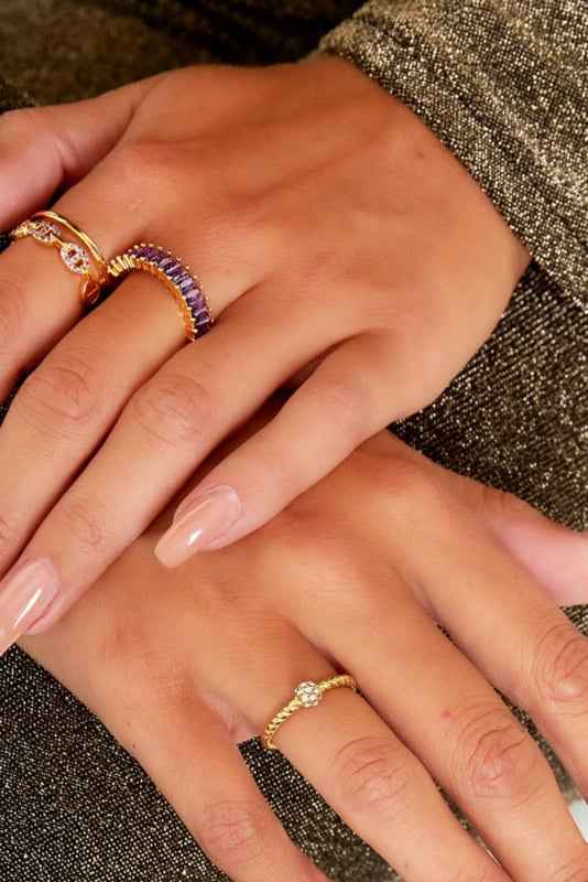 Stalen gedraaide dames ring zilver met zirkonia bolletje - Idhuna Jewels
