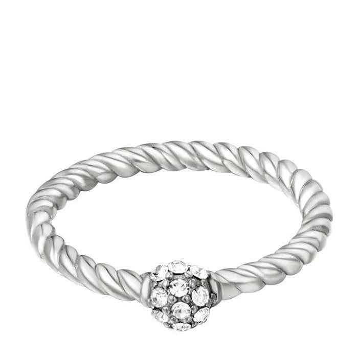 Stalen gedraaide dames ring zilver met zirkonia bolletje - Idhuna Jewels