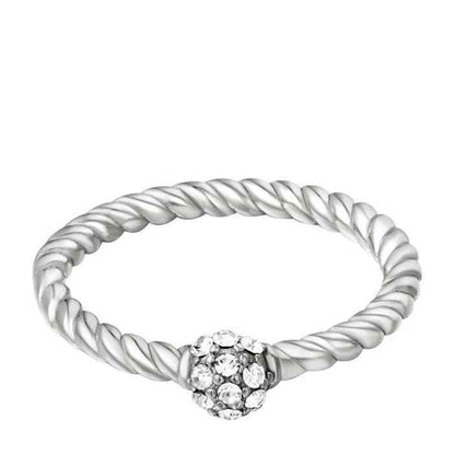Stalen gedraaide dames ring zilver met zirkonia bolletje - Idhuna Jewels