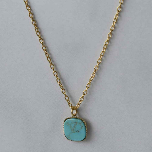 Stalen ketting met natuursteen hanger - Idhuna Jewels