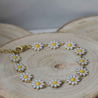 Stalen madeliefjes armband goud - Idhuna Jewels