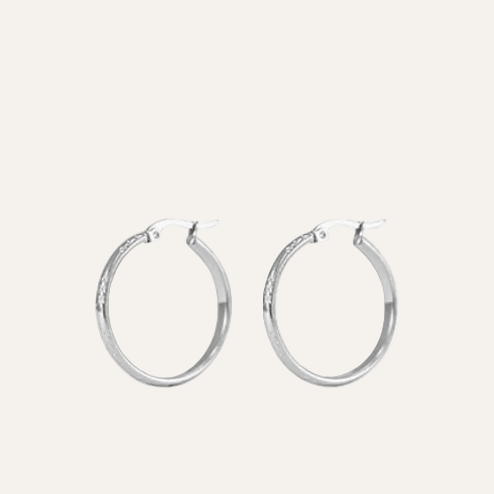 Stalen oorringen dames zilver - 28 mm