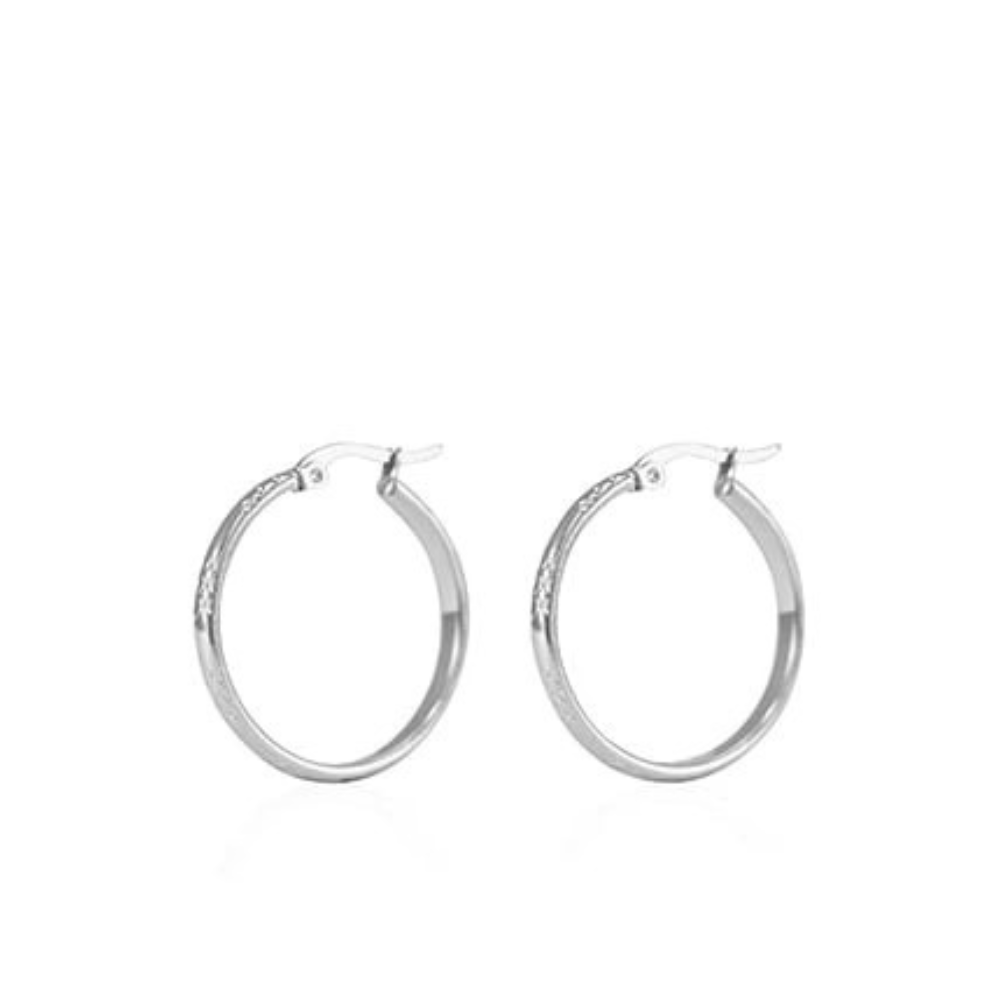 Stalen oorringen dames zilver - 28 mm