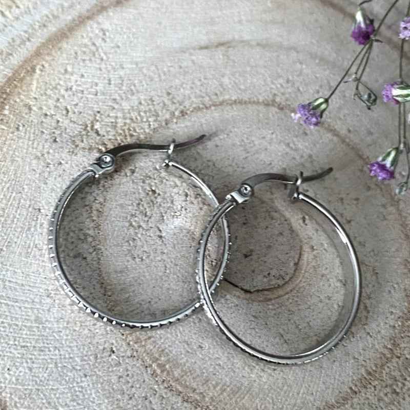 Stalen oorringen zilver Olga - 23 mm - Idhuna Jewels