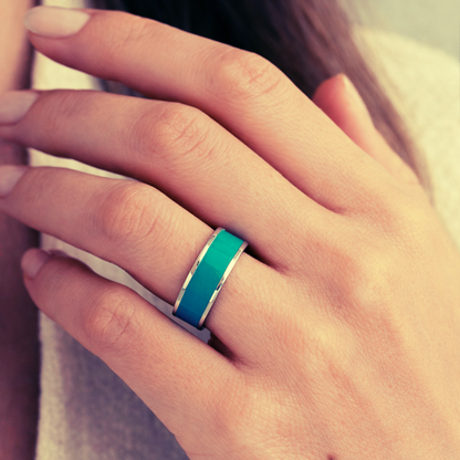 Stalen ring turquoise Ava