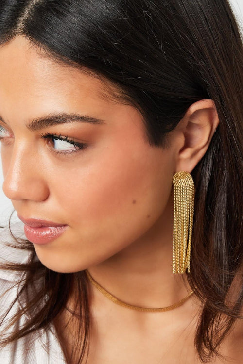 Statement Glamour Oorbellen Staal Zilver met kettinkjes