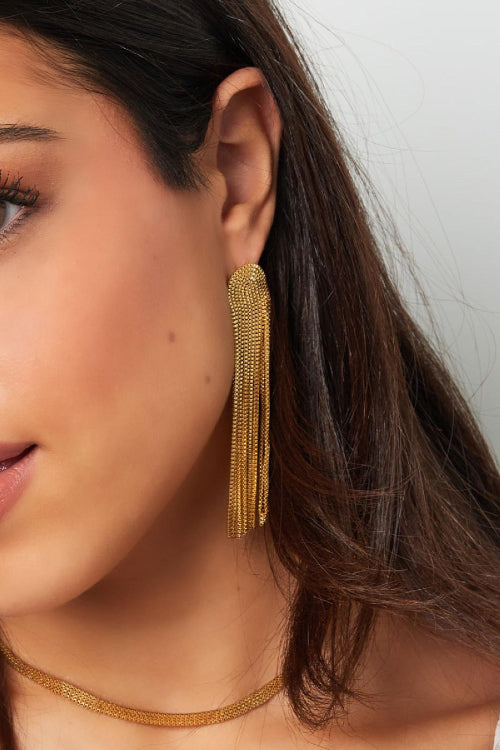 Statement Glamour Oorbellen Staal Zilver met kettinkjes