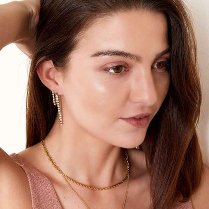 Tennis oorbellen zirkonia chirurgisch staal goud - Idhuna Jewels