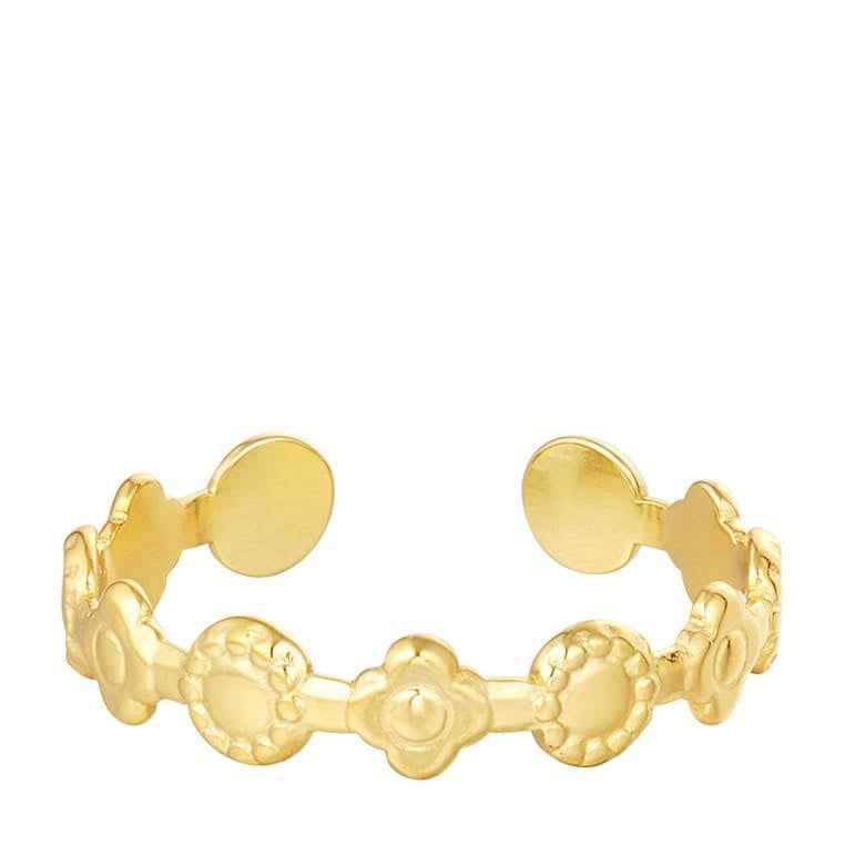 Verstelbare Ring Staal Dames met Bloemetjes