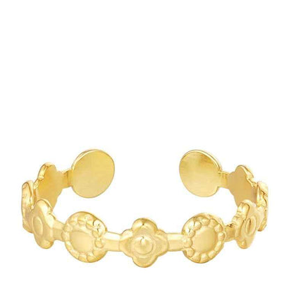 Verstelbare Ring Staal Dames met Bloemetjes