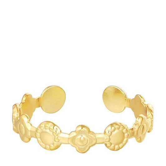 Verstelbare Ring Staal Dames met Bloemetjes