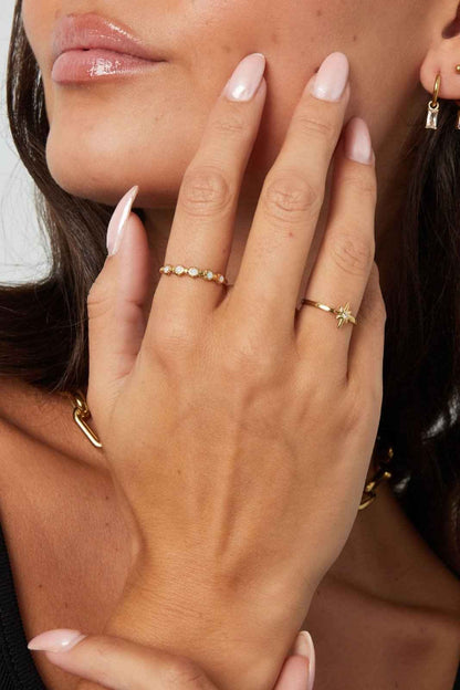 Verstelbare Ring staal goud Dames met ster en zirkonia