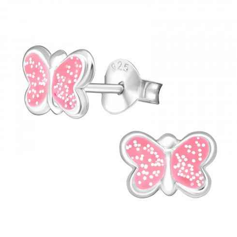 Vlinder Oorbellen meisjes Fel Roze met glitter - Idhuna Jewels