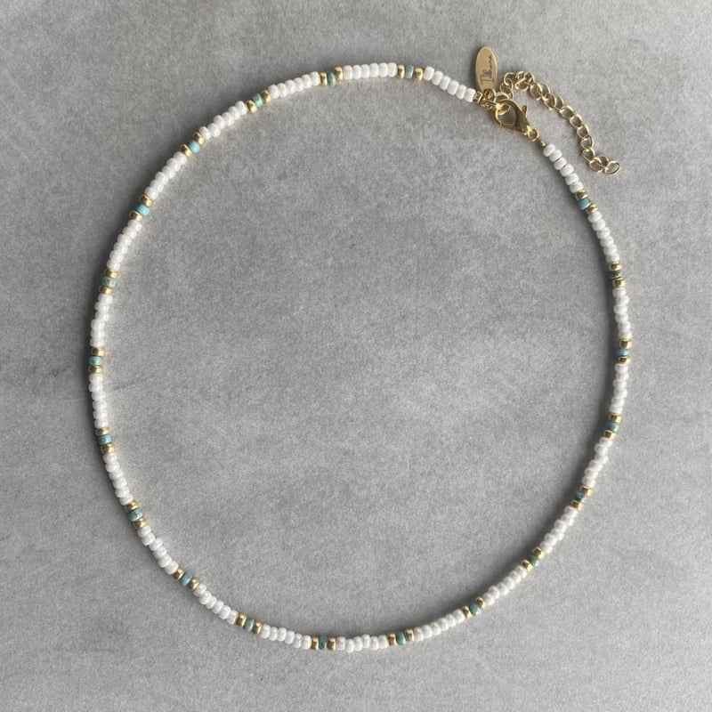 Witte Kralen Ketting Rocailles Rvs Goud - Idhuna Jewels