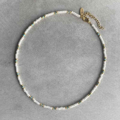 Witte Kralen Ketting Rocailles Rvs Goud - Idhuna Jewels