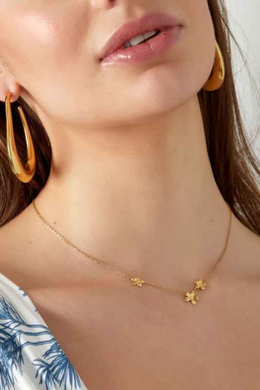 Yehwang Bloemen Ketting Staal Goud Dames - Idhuna Jewels
