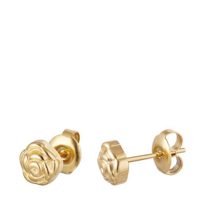 Yehwang oorknopjes roosjes stainless steel goud - Idhuna Jewels