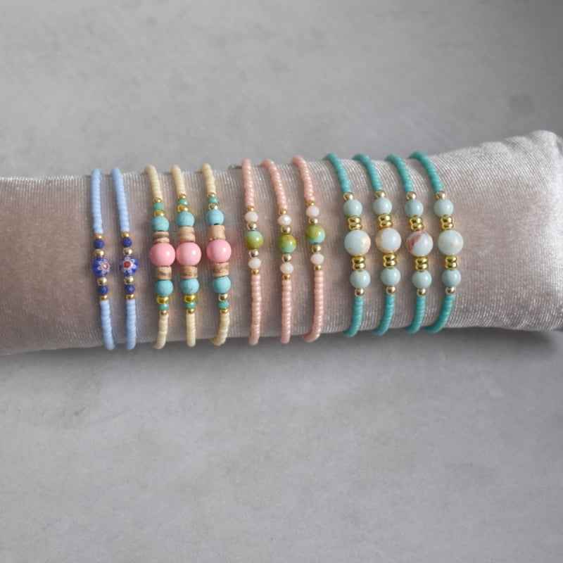 Zalmroze Peach Idhuna Rocailles Armband kralen dames - Idhuna Jewels