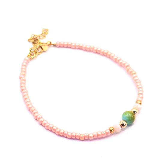 Zalmroze Peach Idhuna Rocailles Armband kralen dames - Idhuna Jewels