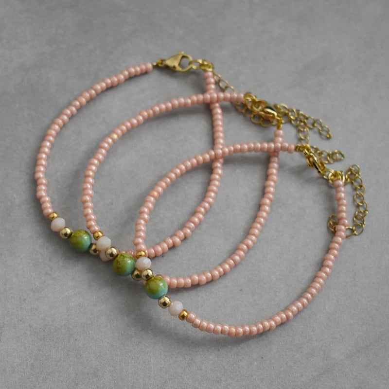 Zalmroze Peach Idhuna Rocailles Armband kralen dames - Idhuna Jewels