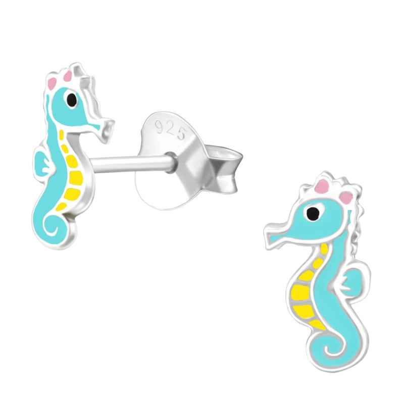 Zeepaardje kinder Oorbellen 925 zilver lichtblauw - Idhuna Jewels
