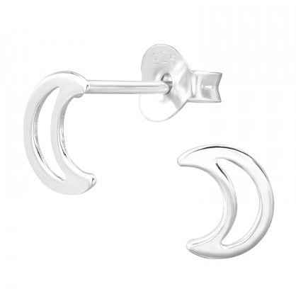 Zilveren Dames oorbellen Knopjes Maan - Idhuna Jewels