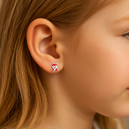 Zilveren Dieren Kinderoorbellen Vosje