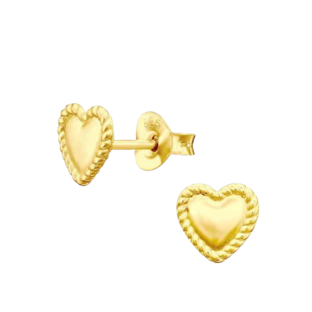 Zilveren Hartjes Oorbellen Knopjes Gold Plated