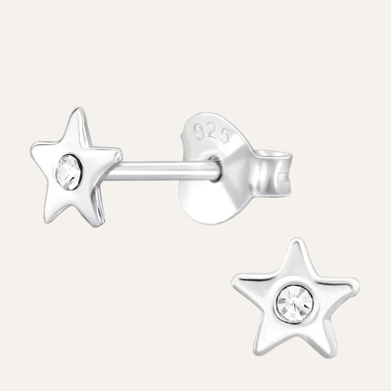 Zilveren Ster Oorknopjes dames met Kristal - Idhuna Jewels