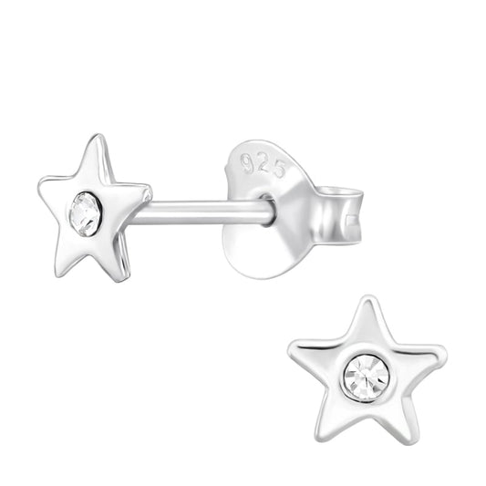 Zilveren Ster Oorknopjes dames met Kristal - Idhuna Jewels