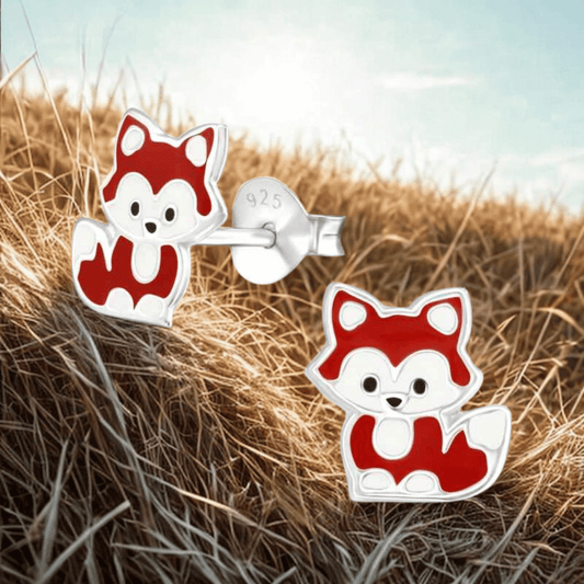 Zilveren dieren kinderoorbellen Vosje