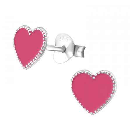 Zilveren hartjes oorbellen Lovely Pink - Idhuna Jewels