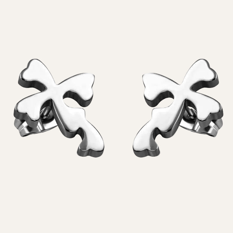 Zilverkleurige Rvs Klavertje vier oorstekers dames - Idhuna Jewels