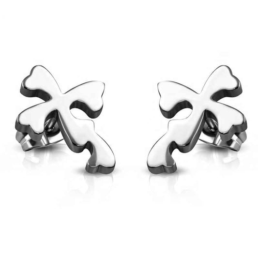 Zilverkleurige Rvs Klavertje vier oorstekers dames - Idhuna Jewels