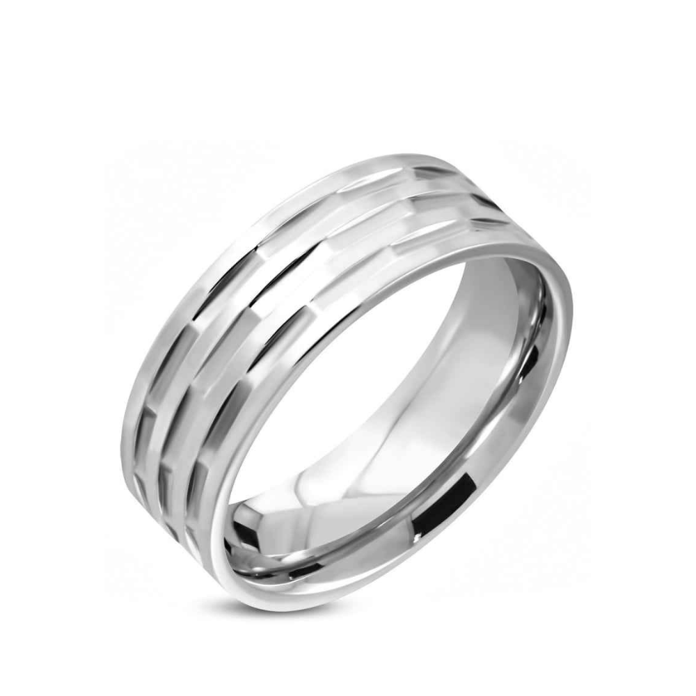 Zilverkleurige Stalen brede grote ring mannen