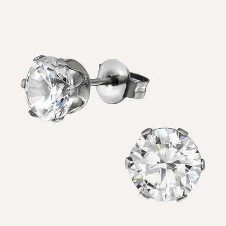 Zirkonia Oorbellen Stainless Steel zilver - 7 mm - Idhuna Jewels