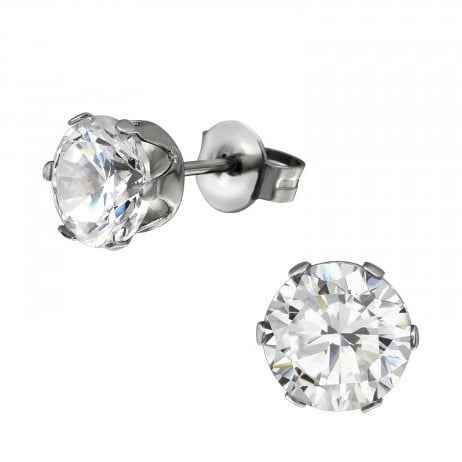 Zirkonia Oorbellen Stainless Steel zilver - 7 mm - Idhuna Jewels