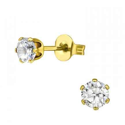 Zirkonia Oorknopjes goud Stainles Steel - Idhuna Jewels