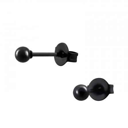 Zwarte Zweerknopjes Staal rond 3 mm - Idhuna Jewels