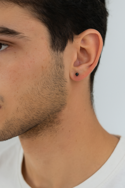 Zwarte Zweerknopjes Staal rond 3 mm