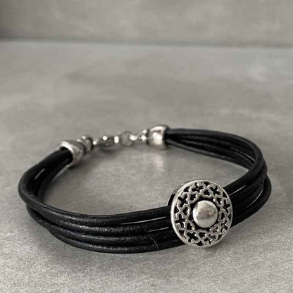 Zwarte leren armband dames - Idhuna Jewels