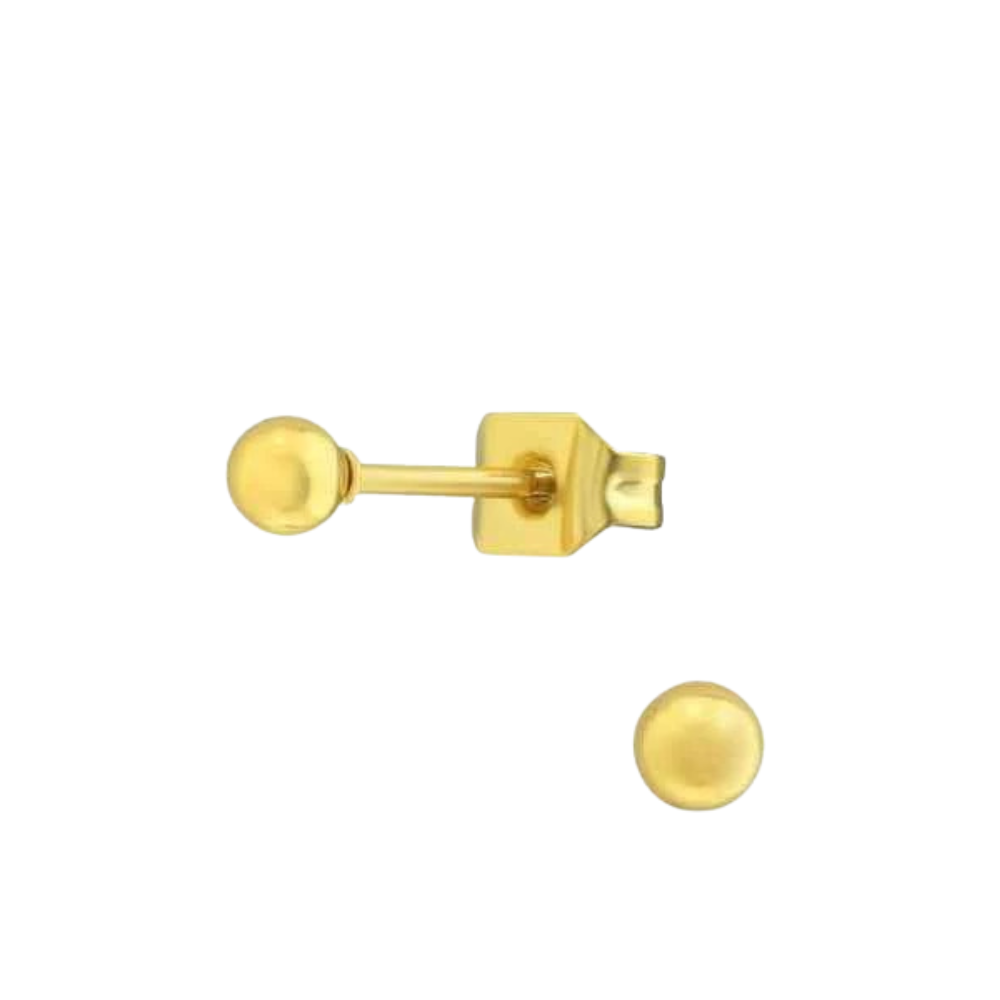 Zweerknopjes goud ronde bol oorstekers rvs klein 3 mm