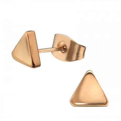 Driehoek Triangle stalen oorknopjes Rosé Goud - Idhuna Jewels