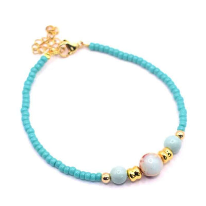 Turquoise Miyuki kralen armband dames Goud staal natuursteen kraal - Idhuna Jewels