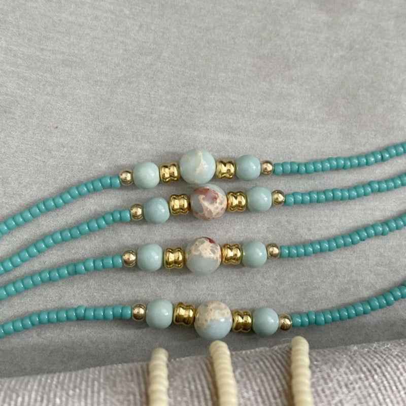 Turquoise Miyuki kralen armband dames Goud staal natuursteen kraal - Idhuna Jewels