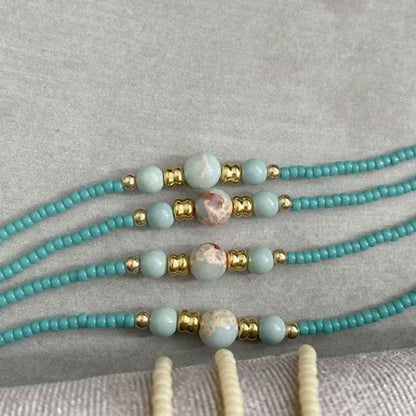 Turquoise Miyuki kralen armband dames Goud staal natuursteen kraal - Idhuna Jewels